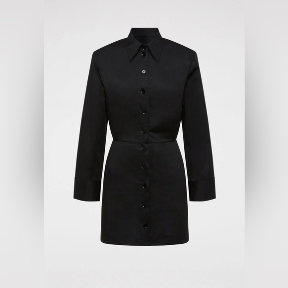 Scanlan Theodore Black Sateen Shirt Dress "The Prada of Australia" BNWT US 4 - Picture 2 of 5